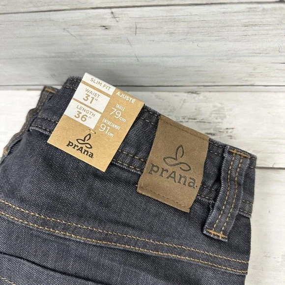 prAna Stretch Denim Pants Mens 31x36 Bridger Jeans Organic‎ Cotton Blue NWT